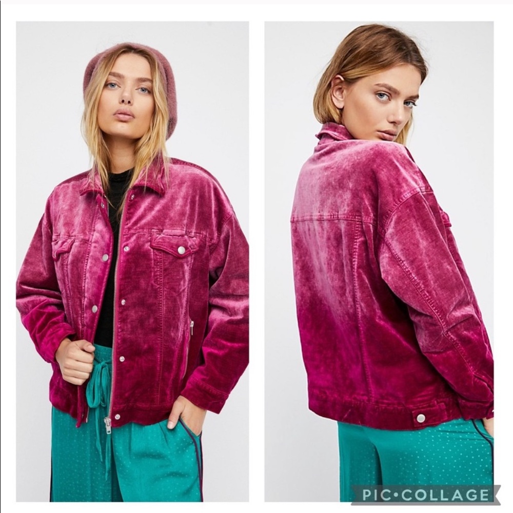 Free People Velvet Bomber/Trucker Jacket
